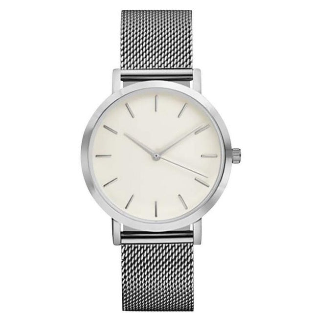 CRYSTAL STAINLESS STEEL ANALOG QUARTZ WRIST WATCH