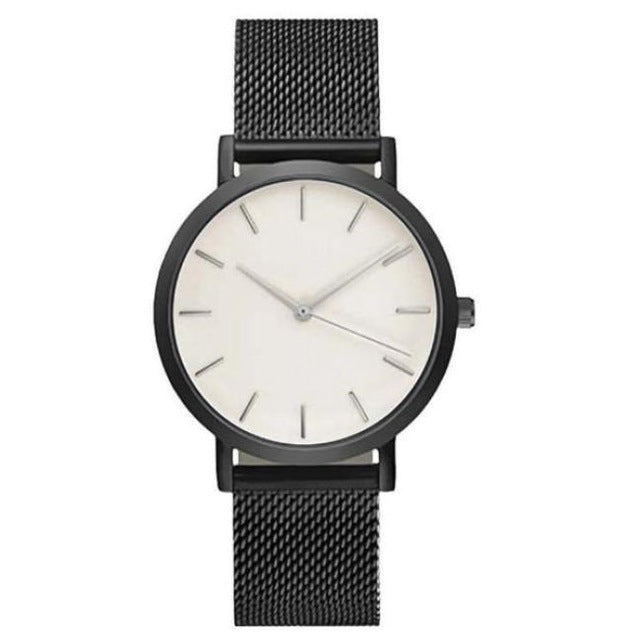 CRYSTAL STAINLESS STEEL ANALOG QUARTZ WRIST WATCH