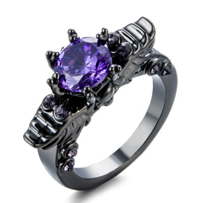 Rare Black Gold Bejeweled Skull Rings