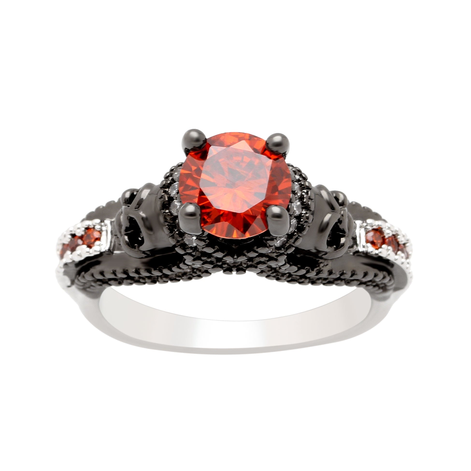 Birthstone Skull Unisex Gothic Ring