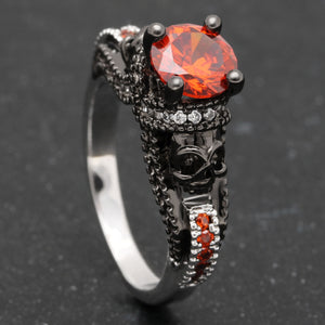 Birthstone Skull Unisex Gothic Ring