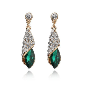 Cool Alloy Austria Crystal Long Water Drop Earrings