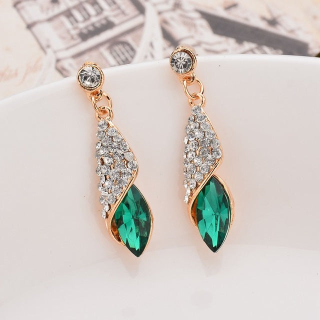 Cool Alloy Austria Crystal Long Water Drop Earrings