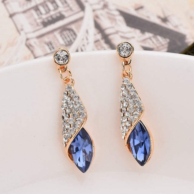 Cool Alloy Austria Crystal Long Water Drop Earrings