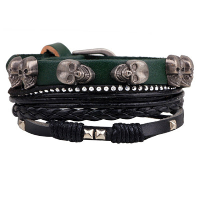 New Fashion Bead Leather Bracelets & bangles for Women 3/4 pcs 1 Set Multilayer Wristband Bracelet Men