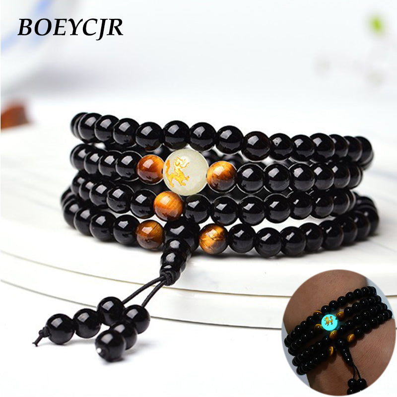 GLOW IN THE DARK BEADED MOON BRACELET