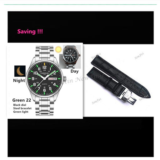 LUMINOUS STAINLESS STEEL WATERPROOF WATCH