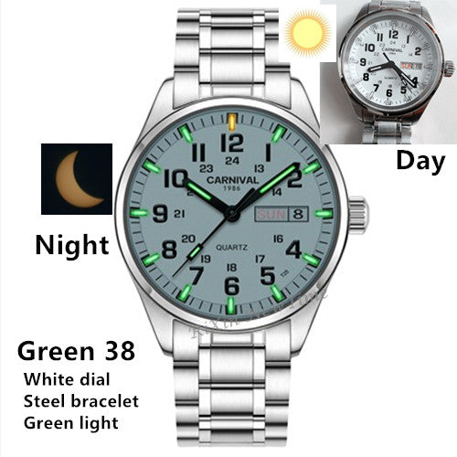 LUMINOUS STAINLESS STEEL WATERPROOF WATCH