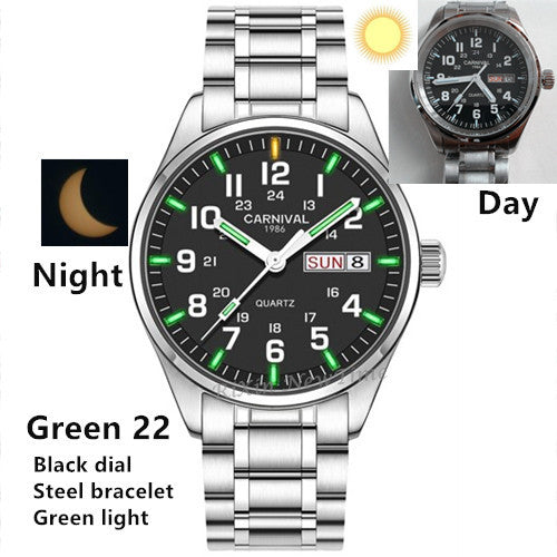 LUMINOUS STAINLESS STEEL WATERPROOF WATCH