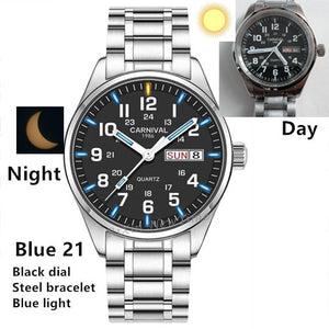 LUMINOUS STAINLESS STEEL WATERPROOF WATCH