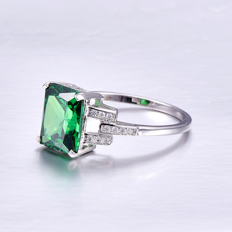 CLASSIC STERLING SOLID SILVER EMERALD RING