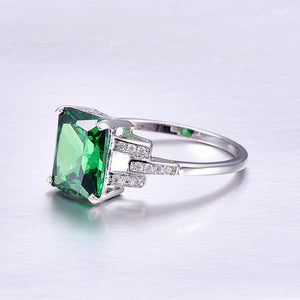 CLASSIC STERLING SOLID SILVER EMERALD RING