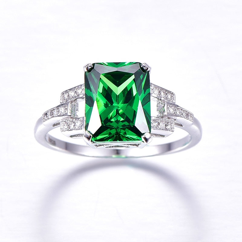 CLASSIC STERLING SOLID SILVER EMERALD RING