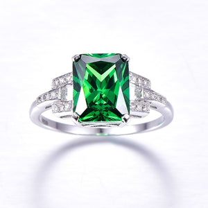 CLASSIC STERLING SOLID SILVER EMERALD RING