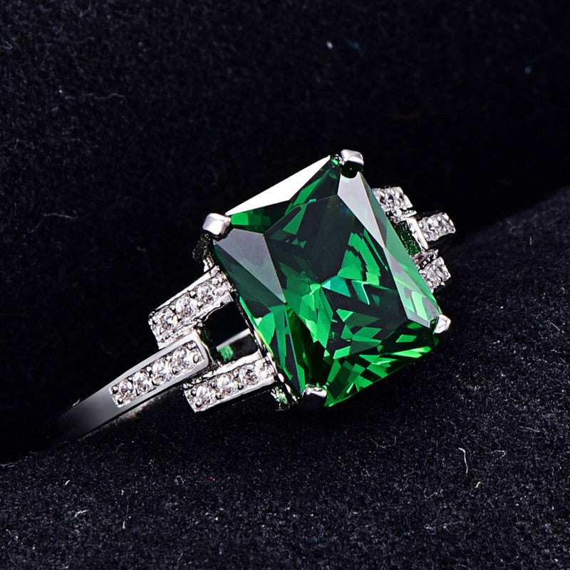 CLASSIC STERLING SOLID SILVER EMERALD RING