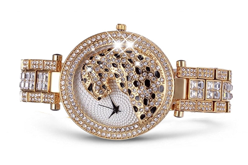 THE GOLD STYLE RHINESTONE ULTRA LEOPARD WATCH (HIGH QUALITY)