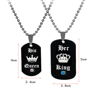 HANDMADE HER KING HIS QUEEN COUPLES NECKLACE SET