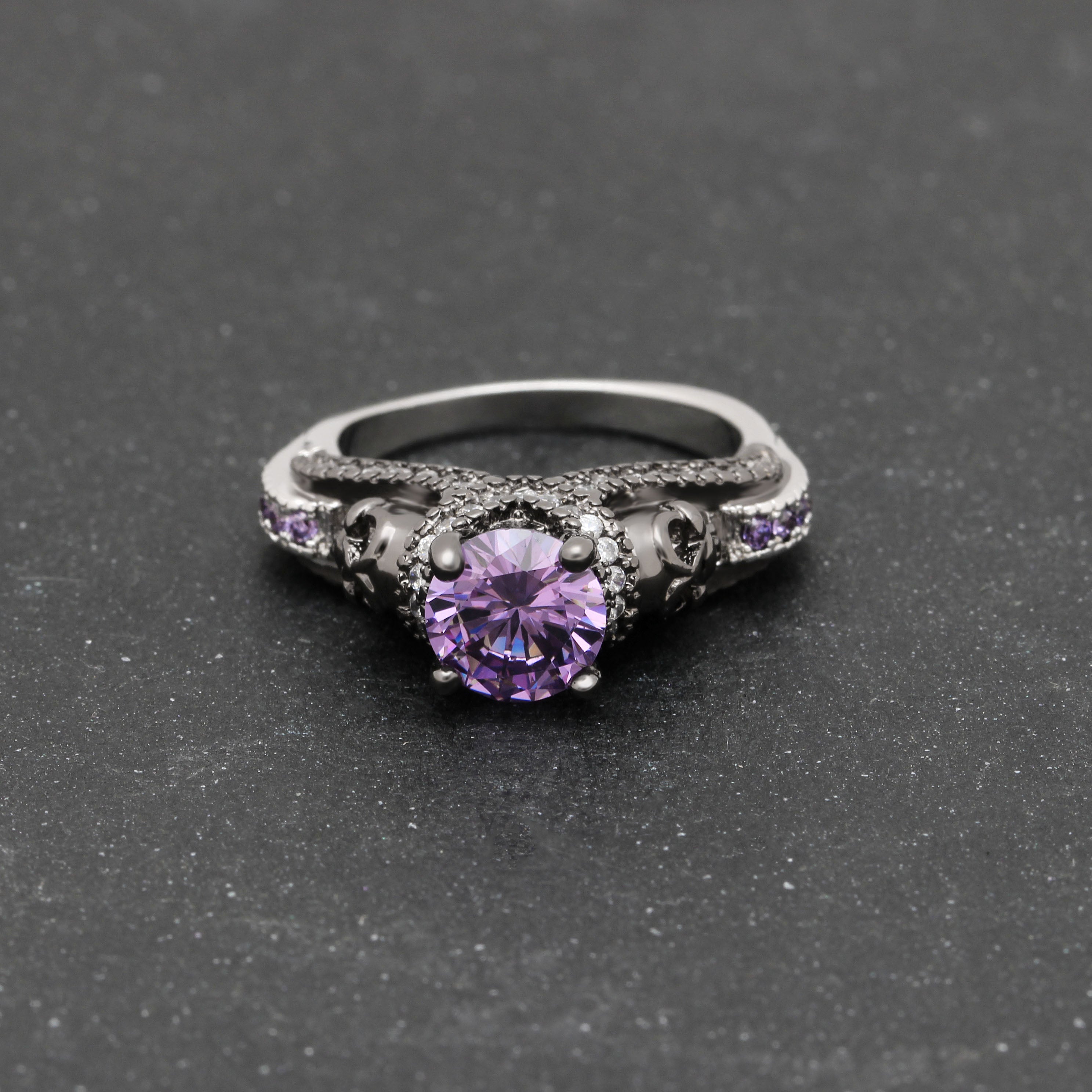 Birthstone Skull Unisex Gothic Ring