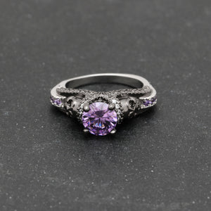 Birthstone Skull Unisex Gothic Ring