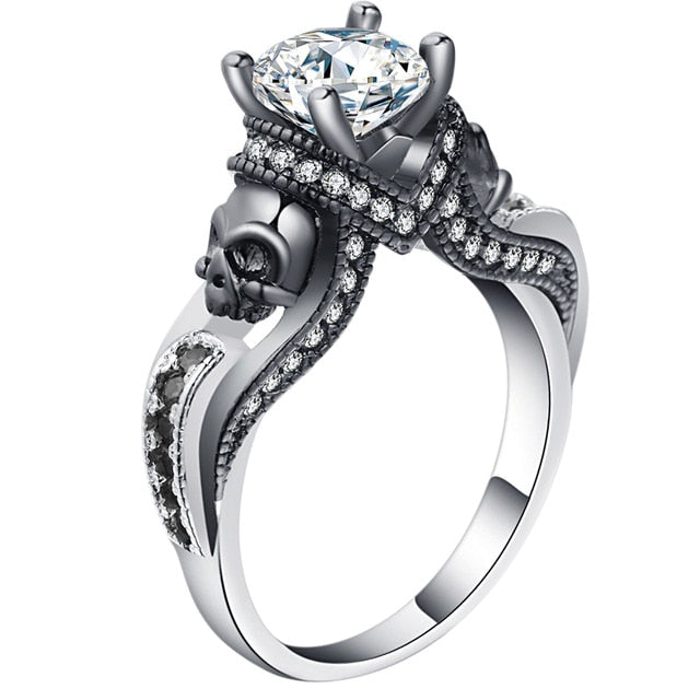 Birthstone Skull Unisex Gothic Ring