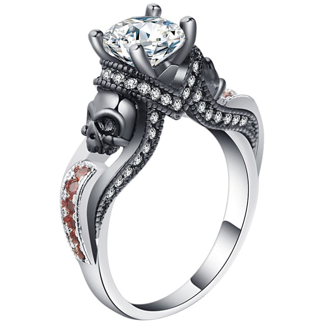 Birthstone Skull Unisex Gothic Ring
