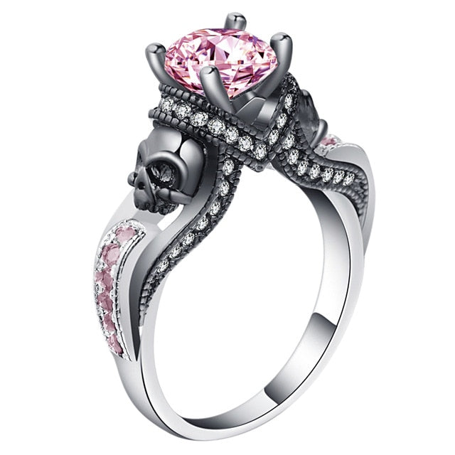 Birthstone Skull Unisex Gothic Ring