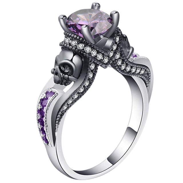 Birthstone Skull Unisex Gothic Ring