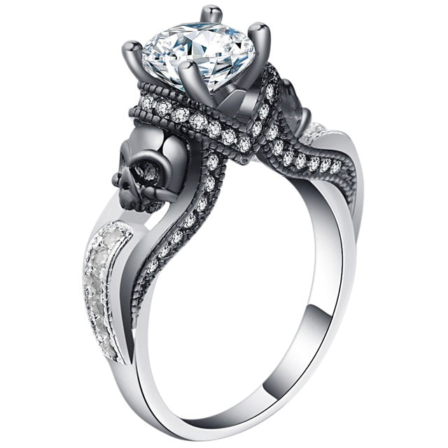 Birthstone Skull Unisex Gothic Ring