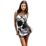 Skull Printed Vintage Sleeveless Dress
