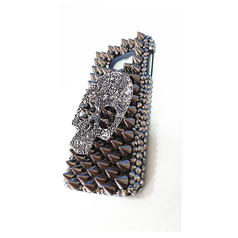 Skull Rhinestone Rivet Phone Back Cover for iPhone X 5 5S 5C 6 6S Plus 7 8 Plus XR Xs Max