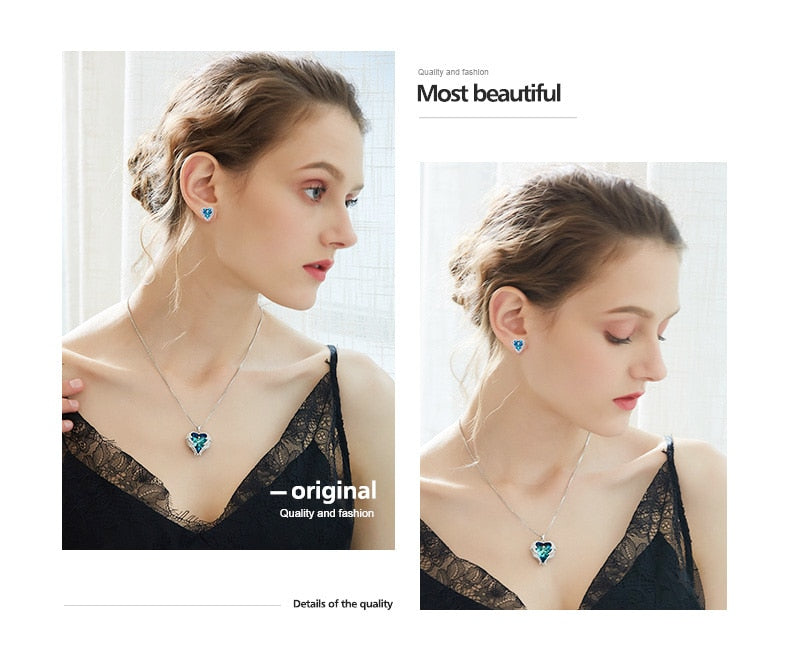 MERMAID'S ENCHANTING CRYSTAL HEART NECKLACE