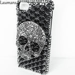 Skull Rhinestone Rivet Phone Back Cover for iPhone X 5 5S 5C 6 6S Plus 7 8 Plus XR Xs Max