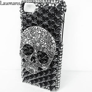 Skull Rhinestone Rivet Phone Back Cover for iPhone X 5 5S 5C 6 6S Plus 7 8 Plus XR Xs Max