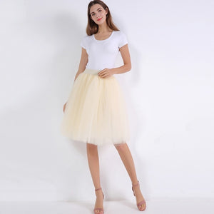5 Layers 60cm Women's Princess Midi Tulle Skirt