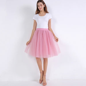 5 Layers 60cm Women's Princess Midi Tulle Skirt