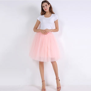 5 Layers 60cm Women's Princess Midi Tulle Skirt
