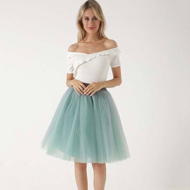 5 Layers 60cm Women's Princess Midi Tulle Skirt