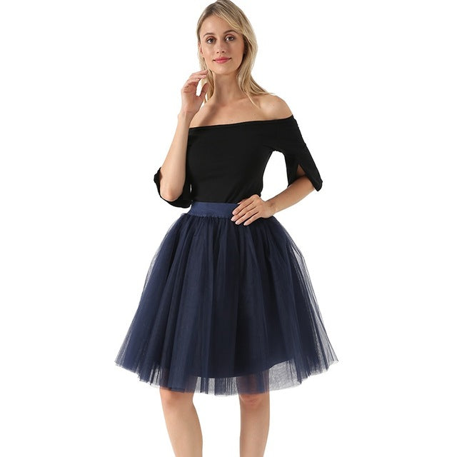 5 Layers 60cm Women's Princess Midi Tulle Skirt