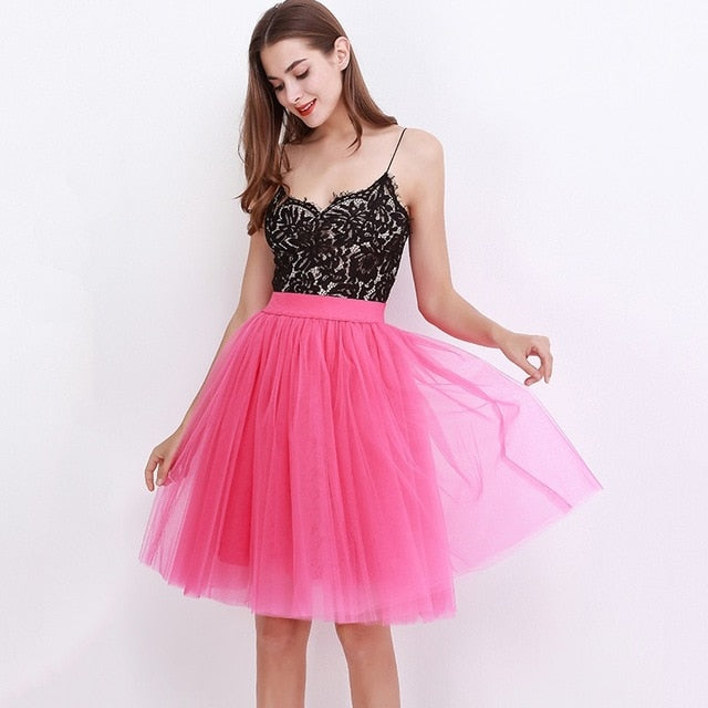 5 Layers 60cm Women's Princess Midi Tulle Skirt