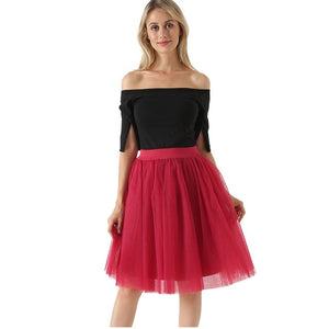 5 Layers 60cm Women's Princess Midi Tulle Skirt