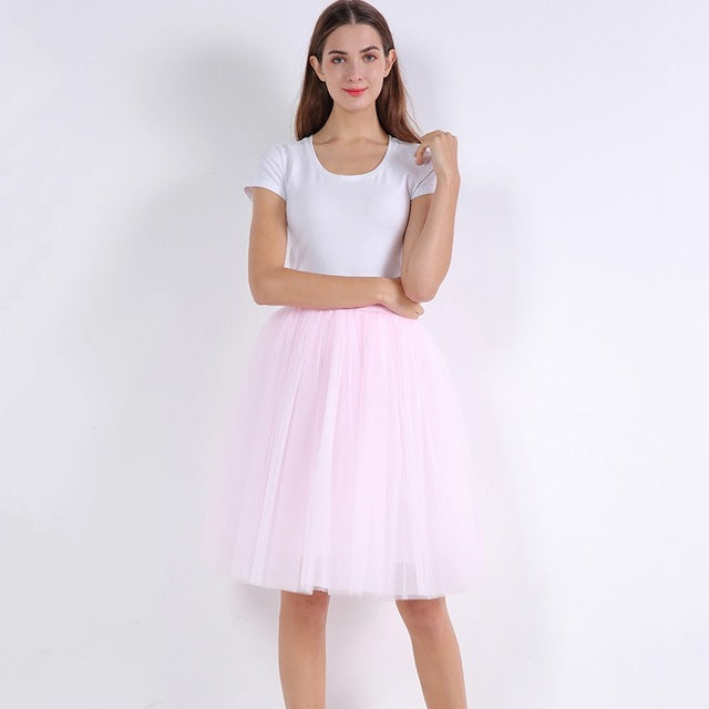 5 Layers 60cm Women's Princess Midi Tulle Skirt
