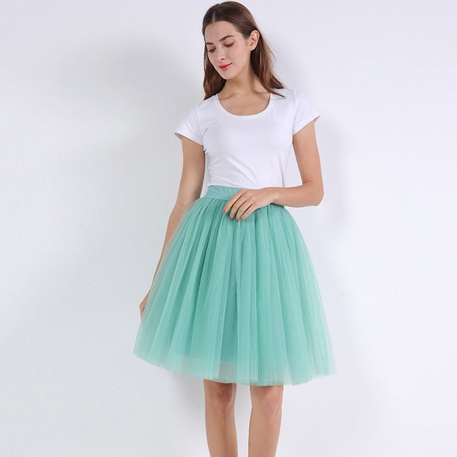 5 Layers 60cm Women's Princess Midi Tulle Skirt