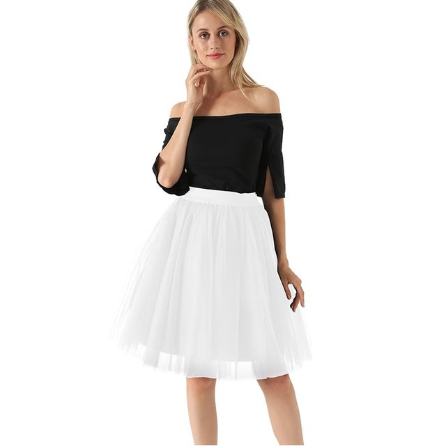 5 Layers 60cm Women's Princess Midi Tulle Skirt