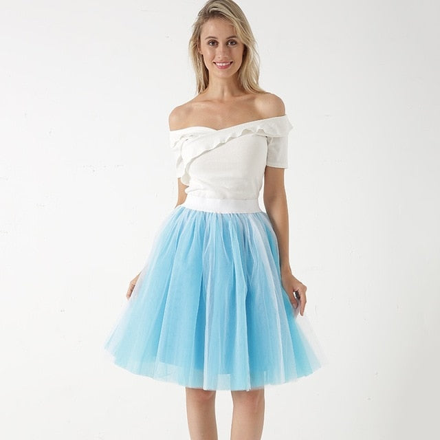 5 Layers 60cm Women's Princess Midi Tulle Skirt