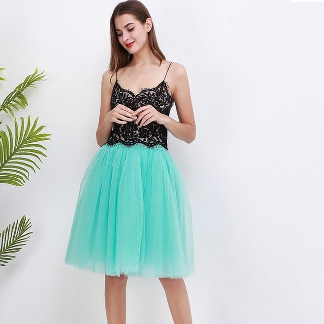 5 Layers 60cm Women's Princess Midi Tulle Skirt